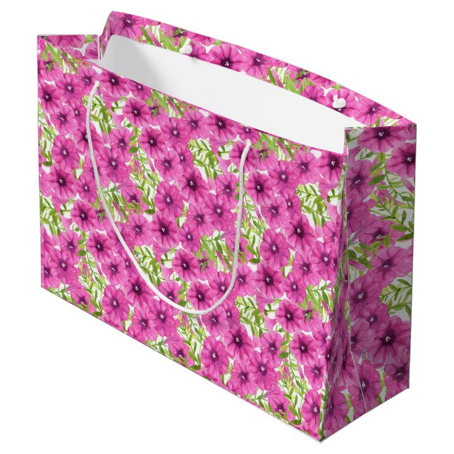 Grand Sac Cadeau Motif de fleurs pétunia rose (Dos Angle)