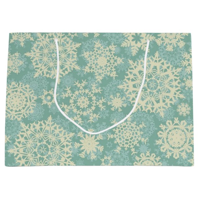 Grand Sac Cadeau Motif de flocon de neige	 (Devant)