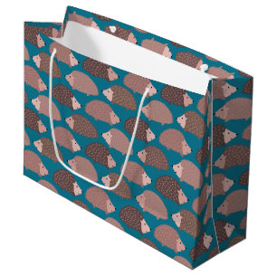 Grand Sac Cadeau Motif de forêt de Hérisson
