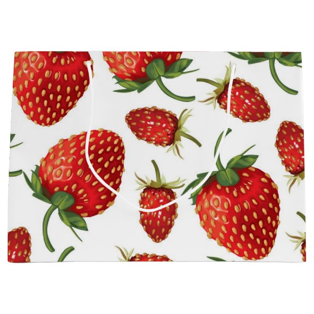 Grand Sac Cadeau Motif de fraises (Devant)