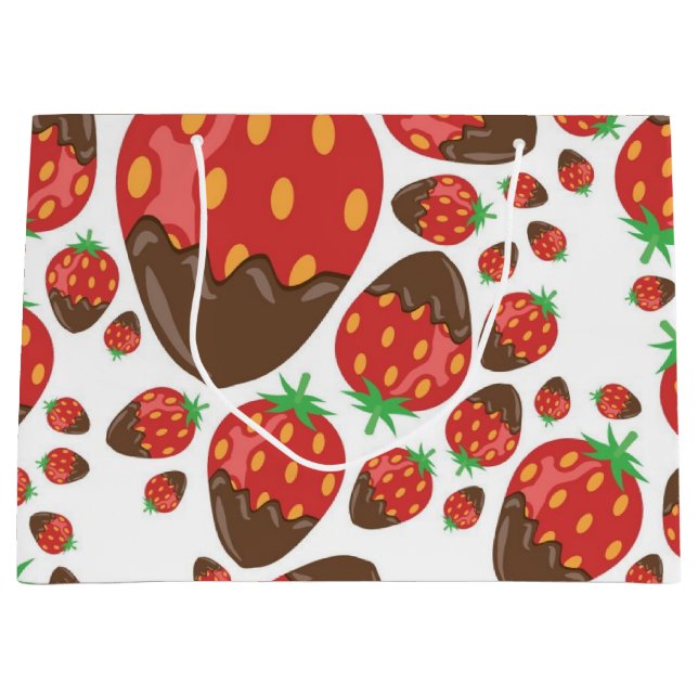 Grand Sac Cadeau Motif de fraises (Devant)
