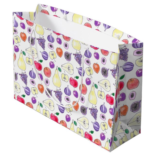Grand Sac Cadeau Motif de fruits (Dos Angle)