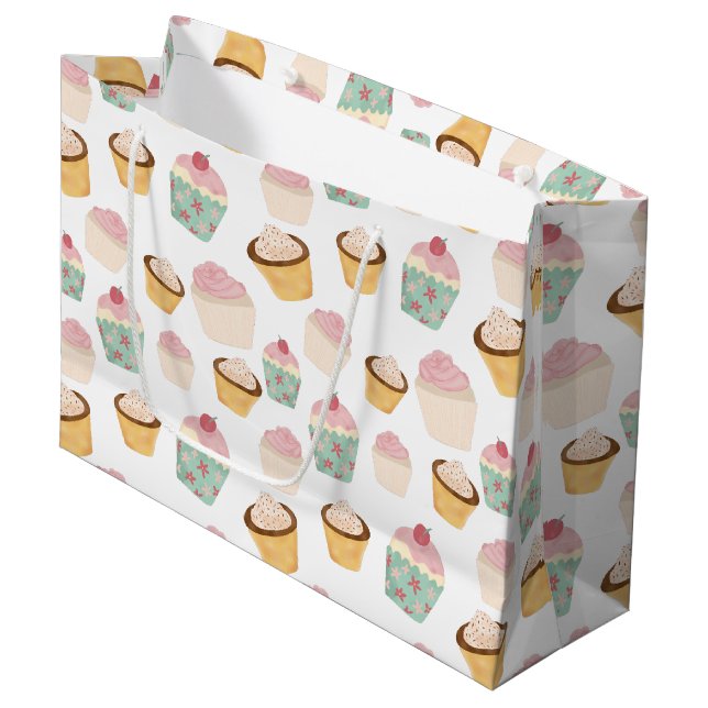 Grand Sac Cadeau Motif de gâteau (Devant Angle)