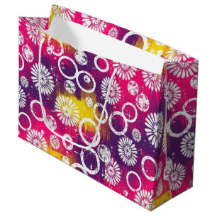 Grand Sac Cadeau Motif de grunge abstrait avec explosion d'étoiles 