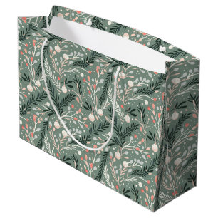 Grand Sac Cadeau Motif de houx de Noël