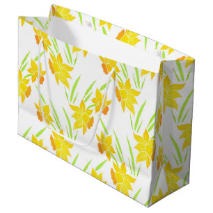 Grand Sac Cadeau Motif de jonquilles d'aquarelle