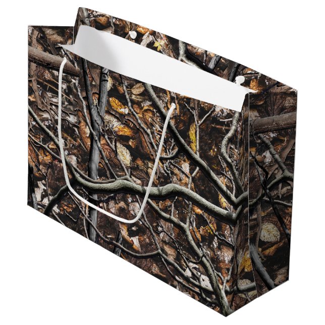 Grand Sac Cadeau Motif de la chasse au camouflage 6 (Devant Angle)