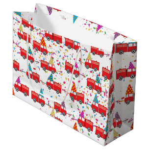 Grand Sac Cadeau Motif de la Fête du Camion Rouge