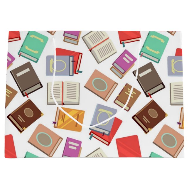 Grand Sac Cadeau Motif de livre (Devant)