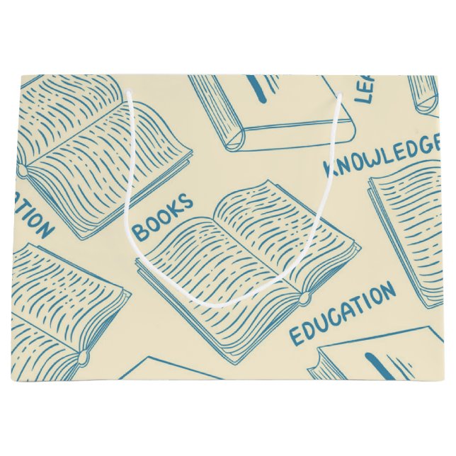 Grand Sac Cadeau Motif de livre (Devant)
