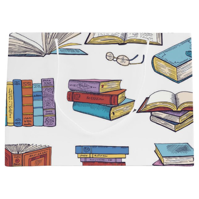Grand Sac Cadeau Motif de livre (Devant)