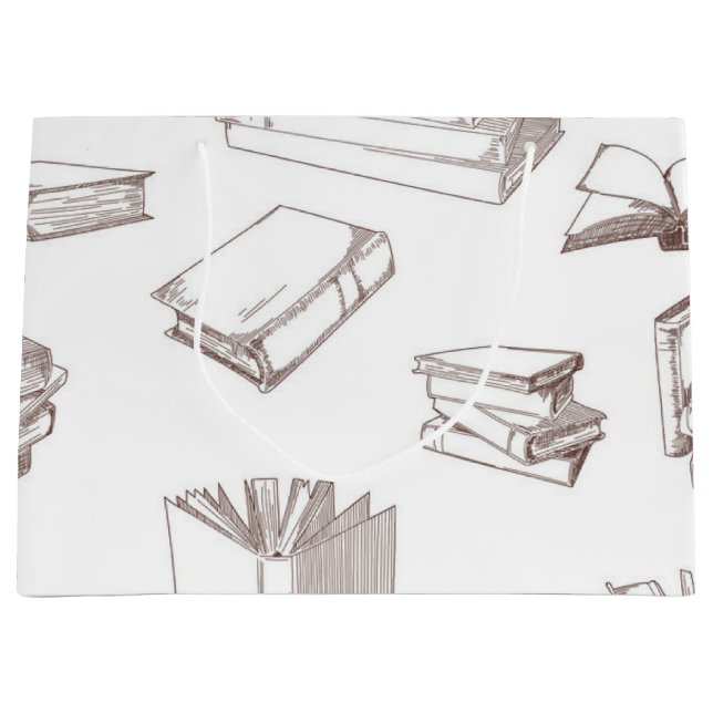 Grand Sac Cadeau Motif de livre (Devant)
