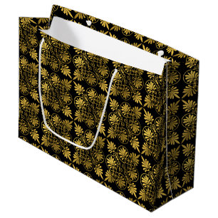Grand Sac Cadeau Motif de méandre grec antique en or noir