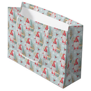 Grand Sac Cadeau Motif de Noël Gnome