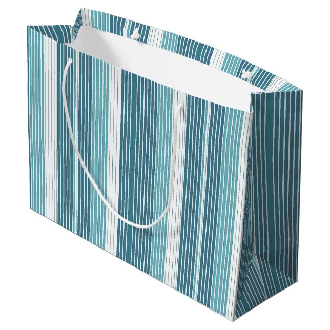 Grand Sac Cadeau Motif de Noël turquoise Pinstripe #28 ID1009 (Dos Angle)