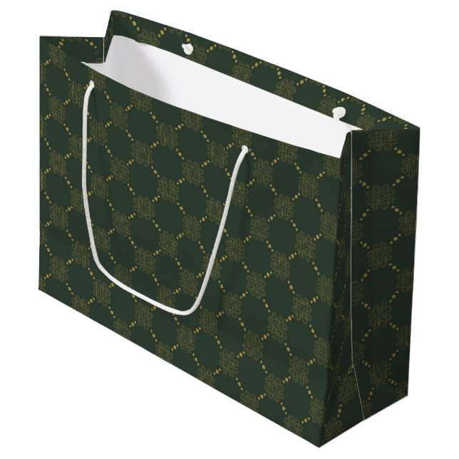 Grand Sac Cadeau Motif de noeud celtique (Devant Angle)