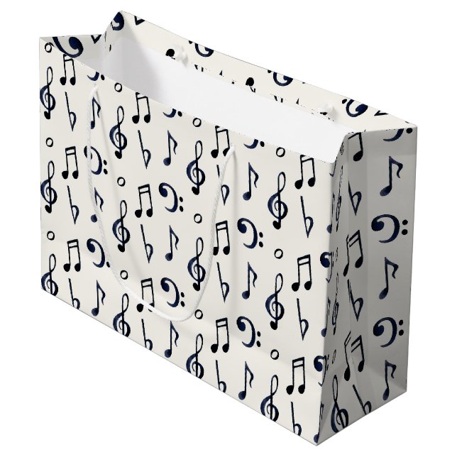 Grand Sac Cadeau Motif de notes musicales mignonnes (Devant Angle)