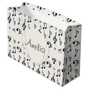 Grand Sac Cadeau Motif de notes musicales mignonnes