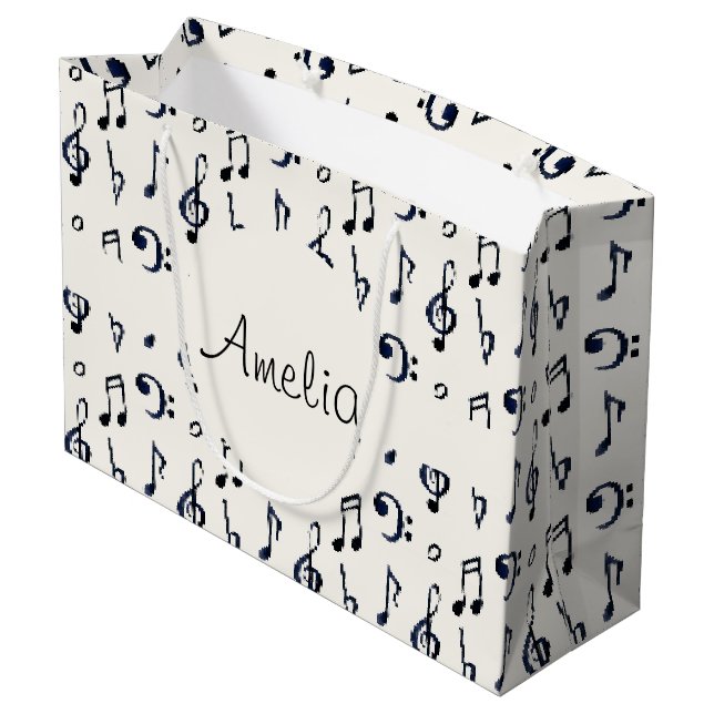 Grand Sac Cadeau Motif de notes musicales mignonnes (Dos Angle)
