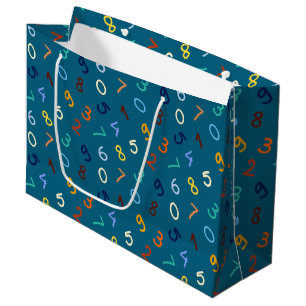 Grand Sac Cadeau Motif de numéro de la main colorée écrite