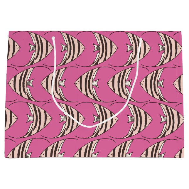 Grand Sac Cadeau Motif de poisson rose mignon (Devant)