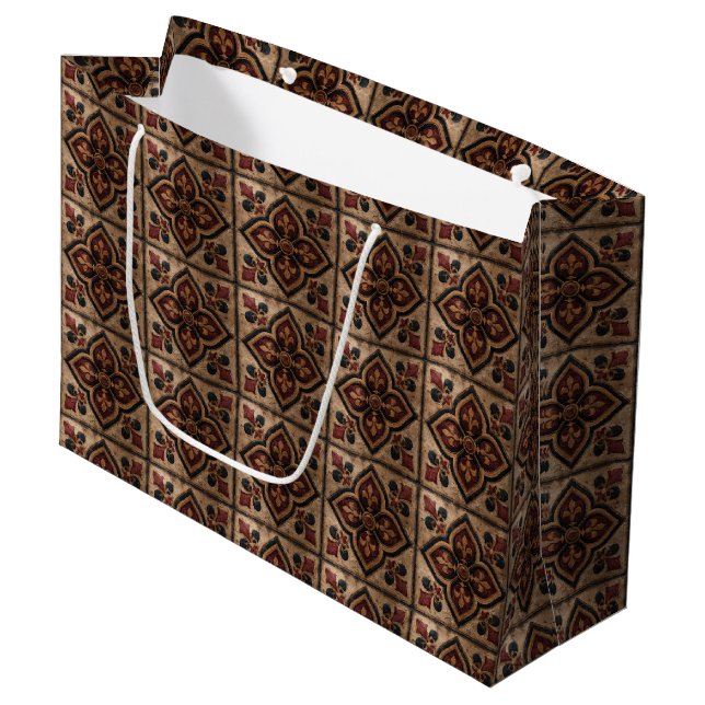 Grand Sac Cadeau Motif de sculpture sur bois gothique (3) (Devant Angle)