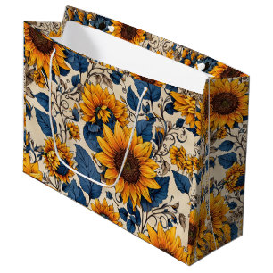 Grand Sac Cadeau Motif de tournesol radiant
