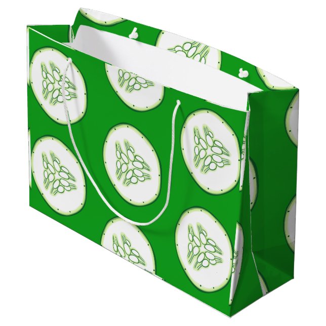 Grand Sac Cadeau Motif de tranches de concombre (Dos Angle)