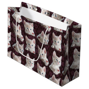 Grand Sac Cadeau Motif de visages de chat de Kitty avec l'image de