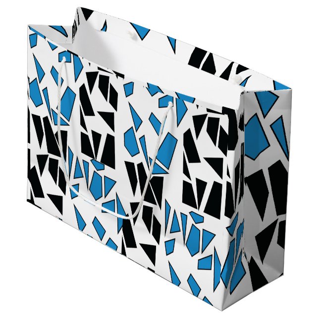 Grand Sac Cadeau Motif de vitrail teinté bleu noir (Devant Angle)