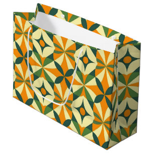 Grand Sac Cadeau Motif décoratif rétro sans couture