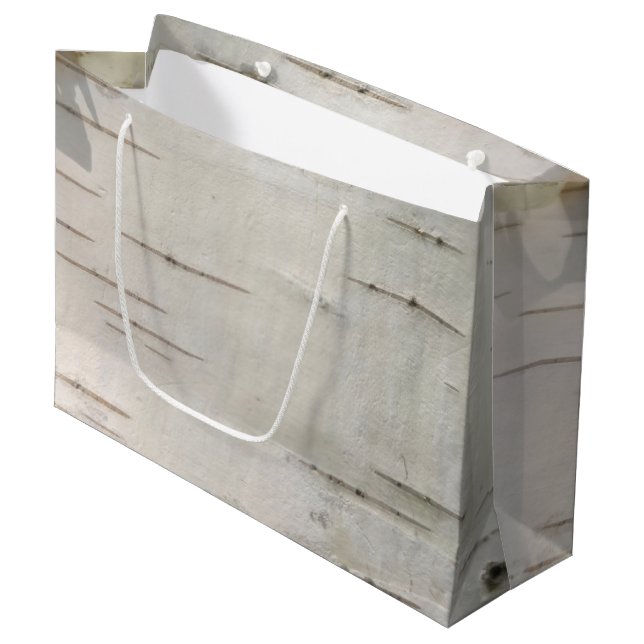 Grand Sac Cadeau Motif d'écorce de bouleau (Devant Angle)