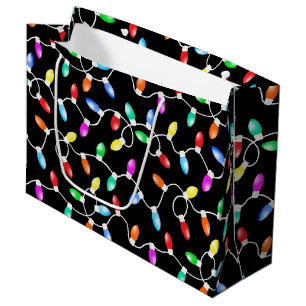 Grand Sac Cadeau Motif des lumières de Noël