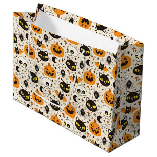 Grand Sac Cadeau Motif d'Halloween rétro
