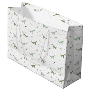 Grand Sac Cadeau Motif Dinosaure Vert
