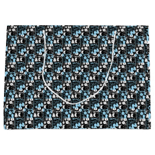 Grand Sac Cadeau Motif d'instruments de musique 01x4.b Noir