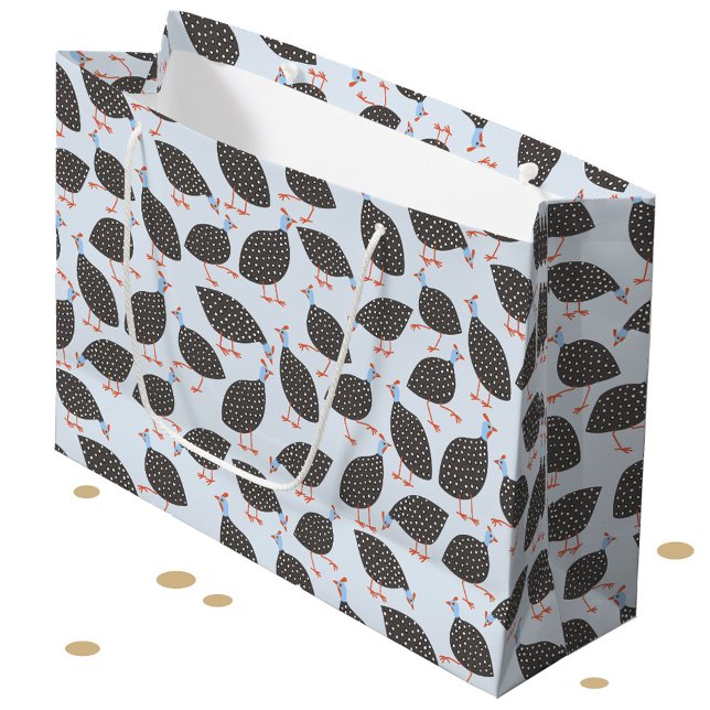 Grand Sac Cadeau Motif d'oiseaux de Guinée Fowl (Guineafowl pattern fun gift bag)