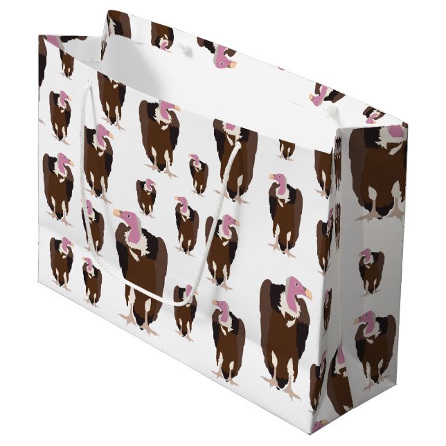 Grand Sac Cadeau Motif d'oiseaux vautours (Devant Angle)