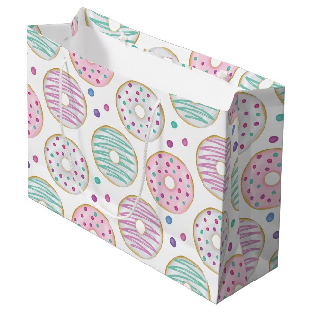 Grand Sac Cadeau Motif Donut Mignon Coloré (Devant Angle)