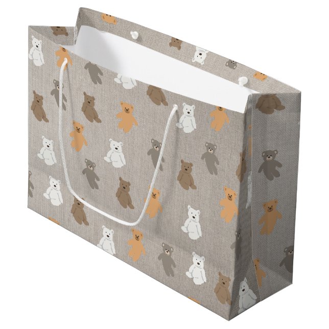 Grand Sac Cadeau Motif d'ours mou (Devant Angle)