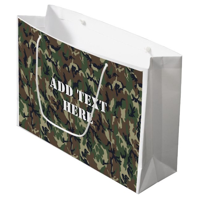 Grand Sac Cadeau Motif du camouflage vert militaire (Devant Angle)