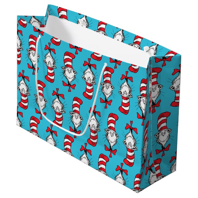 Grand Sac Cadeau Motif du Chat dans le Chapeau (Devant Angle)