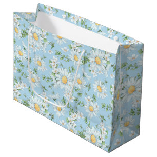 Grand Sac Cadeau Motif du jardin fleuri Pastel Daisy