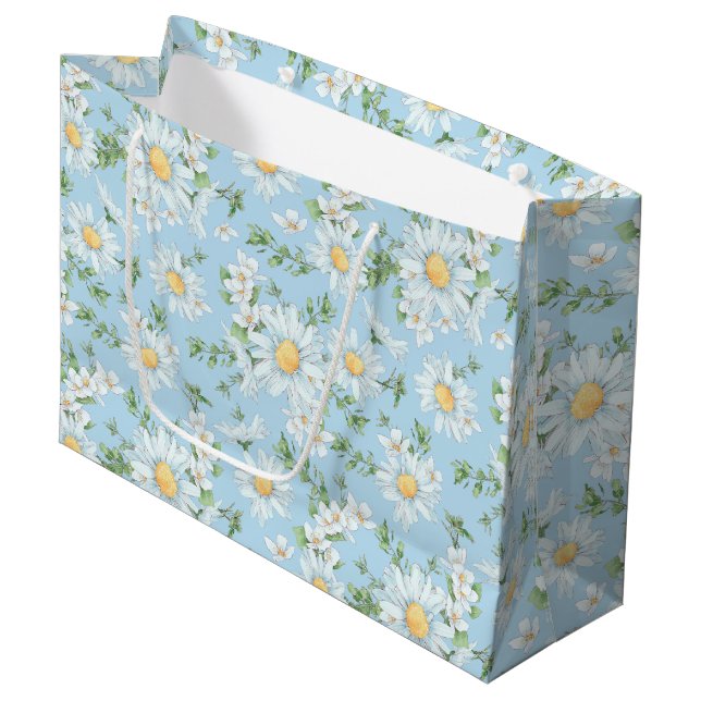 Grand Sac Cadeau Motif du jardin fleuri Pastel Daisy (Devant Angle)