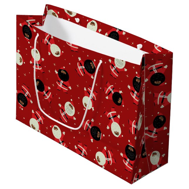 Grand Sac Cadeau Motif du parti Cute Black Père Noël sur Arrière -  (Devant Angle)