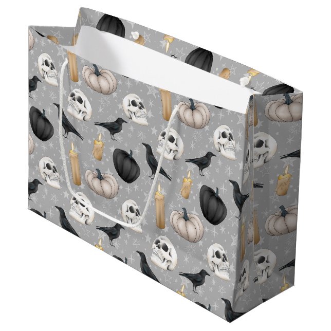 Grand Sac Cadeau motif du parti éffrayant Halloween carrelé (Devant Angle)