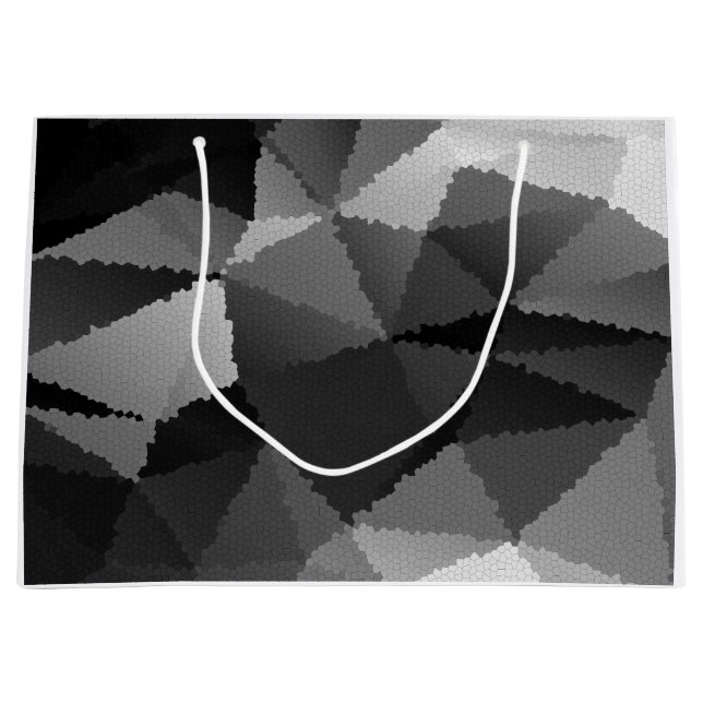 Grand Sac Cadeau Motif en mosaïque noire et blanche (Devant)