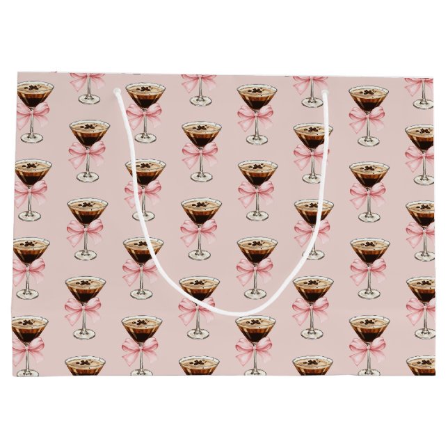 Grand Sac Cadeau Motif Espresso Martini Rose (Dos)