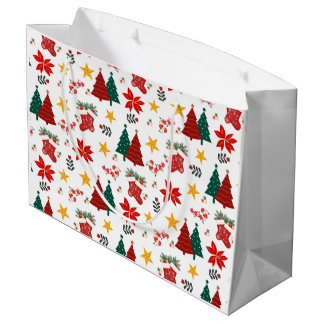 Grand Sac Cadeau Motif festif de vacances de Noël