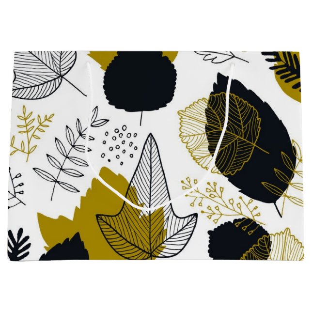 Grand Sac Cadeau motif feuille (Devant)